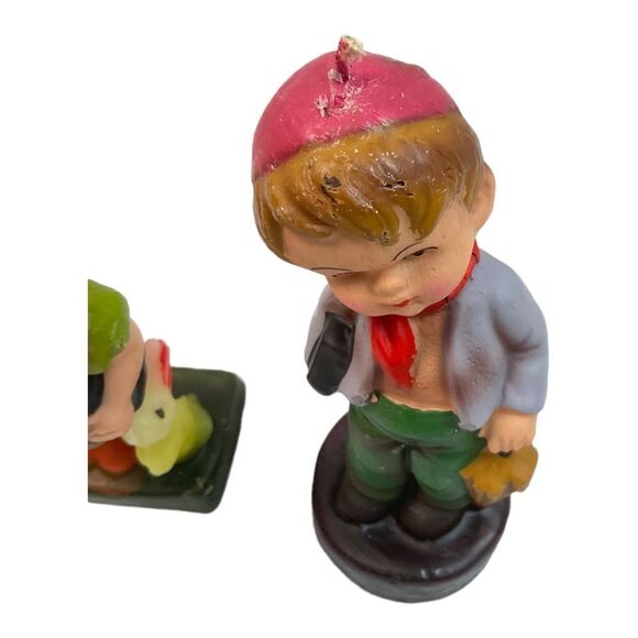 Vintage Candle Boy And Girl  Holding A Book  with One Rabbit. 7”. - Picture 11 of 14